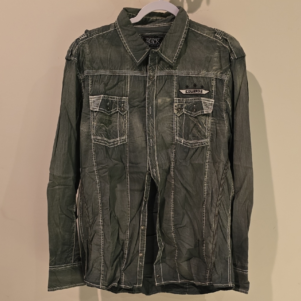 Buckle Casual Green Button Down Shirt